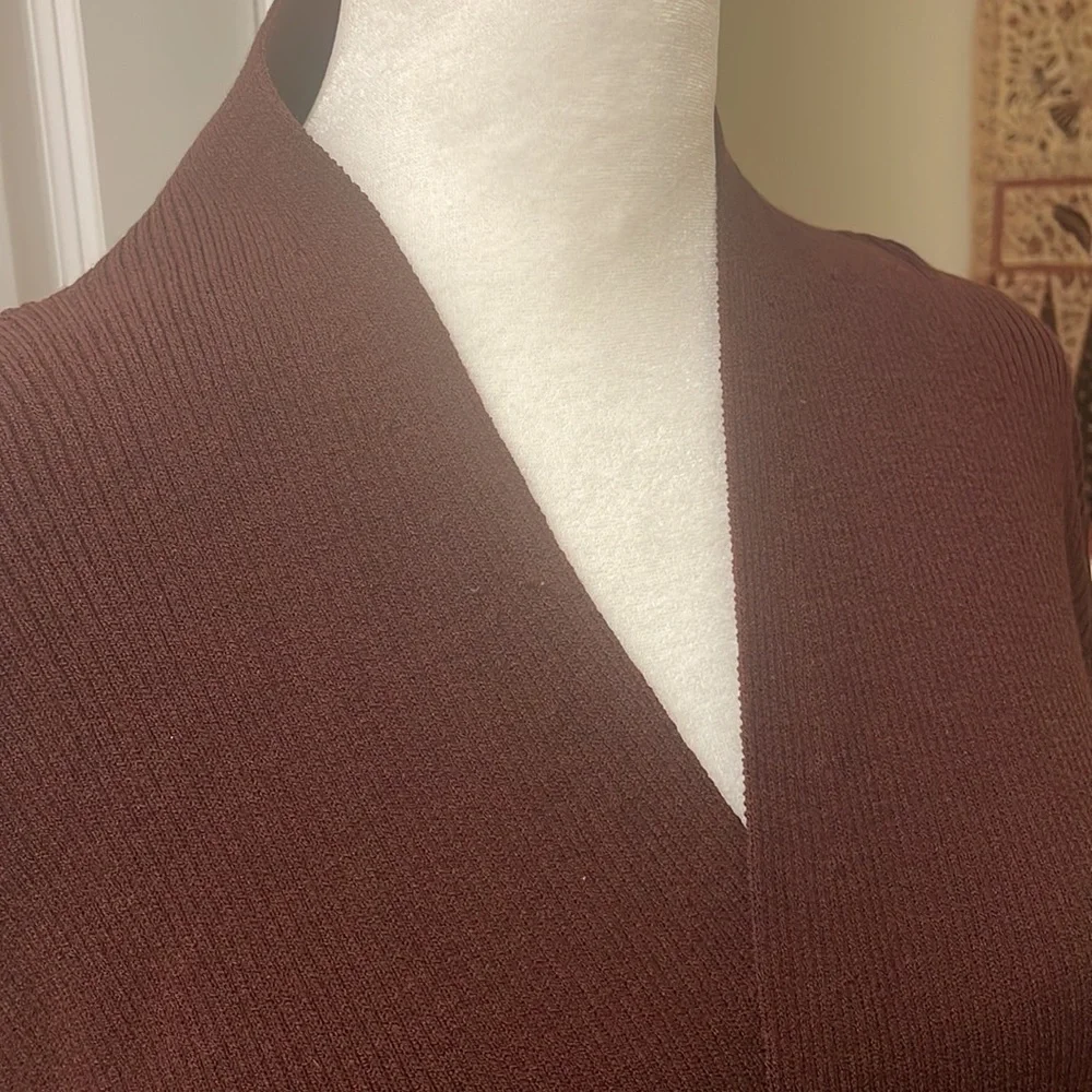 Eileen Fisher Ribbed Wool Cardigan in Chestnut. Size L. Gently Worn.